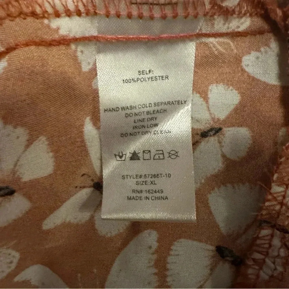 Milk & Honey Orange Butterfly Corset Puff Sleeve Blouse Size XL - Picture 6 of 6